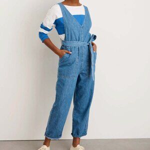 Alex Mill Denim V-Neck Belted Ollie Overall Jumpsuit size M